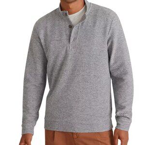 Marine Layer Clayton Texture 3 Button Henley Long Sleeve Pullover Gray Medium